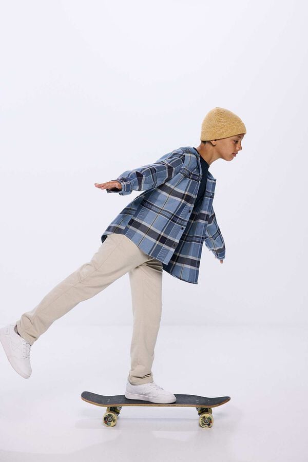 Springfield Kids Camisa com padr&atilde;o de xadrez e capuz para menino azul