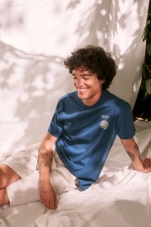 Springfield Camiseta estampado espalda "Roots Studio" azul