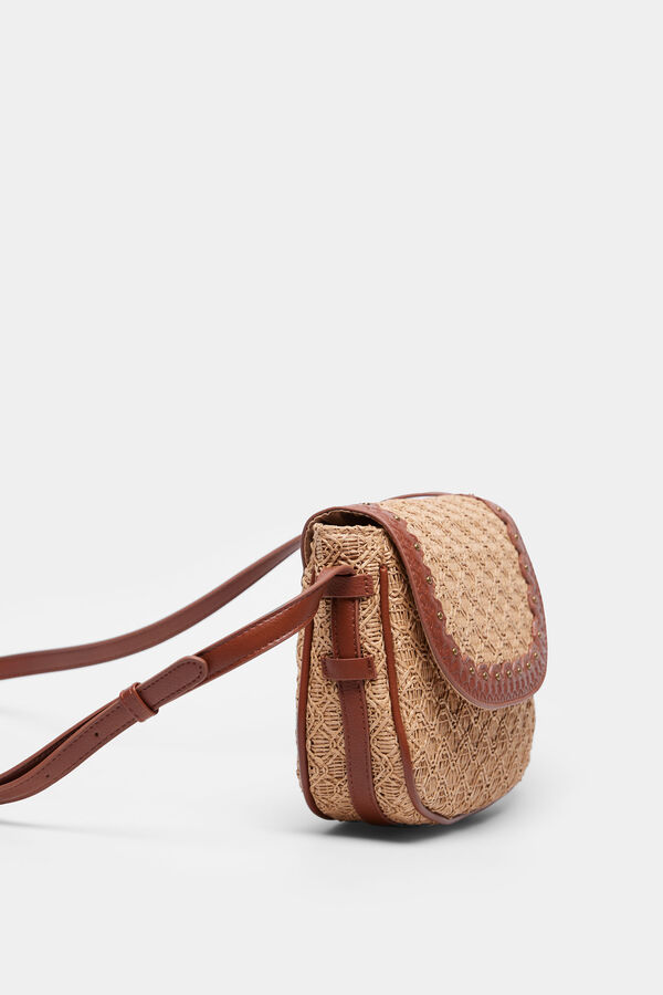 Springfield Bolso Bandolera Rafia Combinado blanco