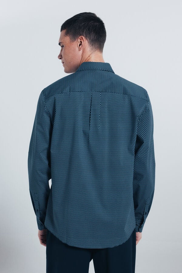 Springfield Camisa popel&iacute;n micro estampado azul