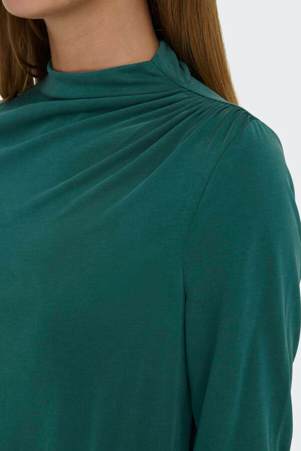 Only Top manga larga cuello alto verde