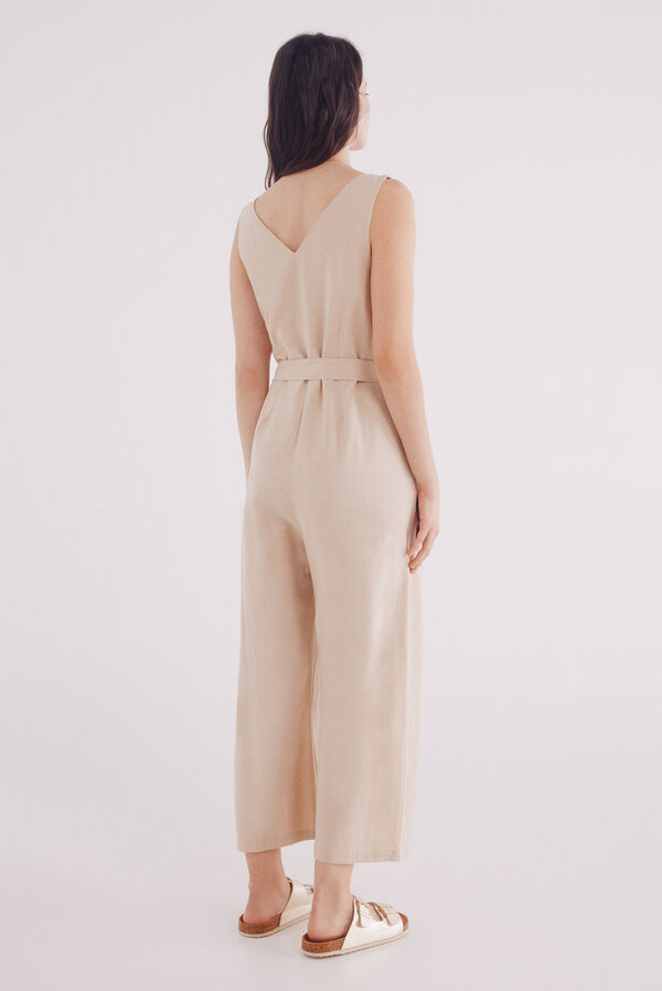 Springfield Macac&atilde;o al&ccedil;as de linho de algod&atilde;o castanho