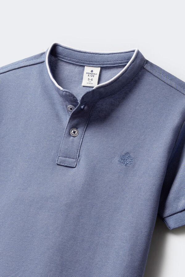 Springfield Kids P&oacute;lo Oxford com gola mao para menino azul