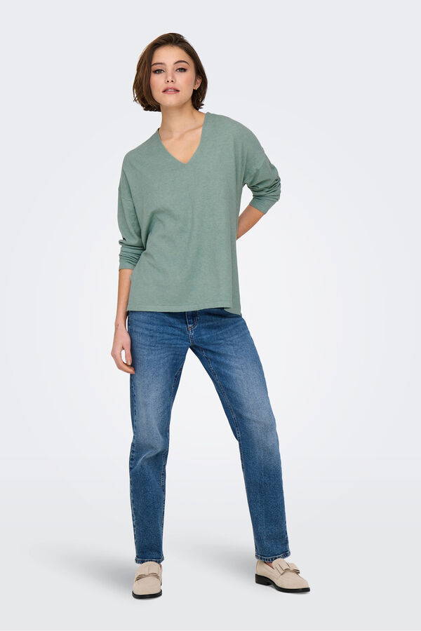 Only Camisola às riscas verde