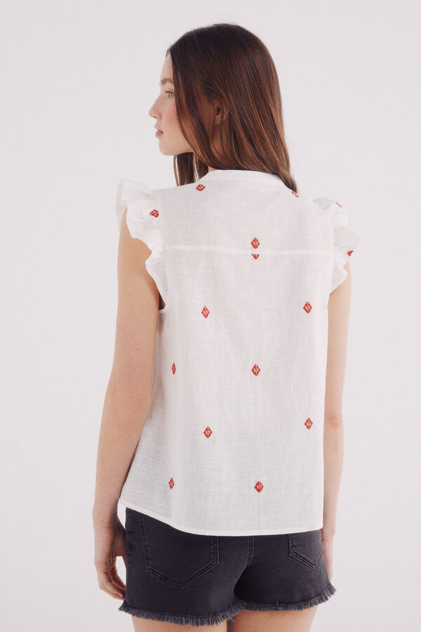 Springfield Blusa bordada geom&eacute;trica bege