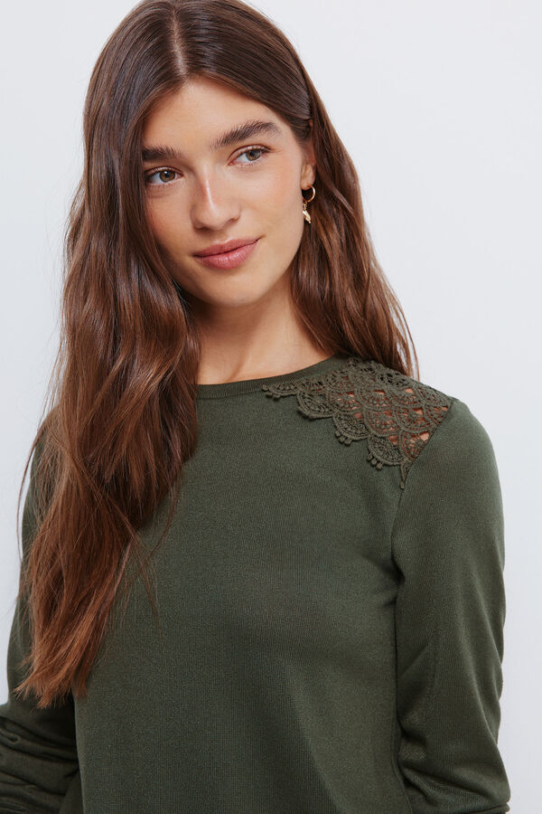 Springfield Camiseta hombros crochet kaki