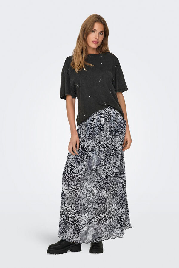 Only Falda larga plisada gris