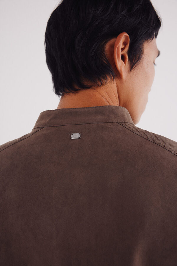 Springfield Jaqueta efeito camur&ccedil;a microperfurada cru