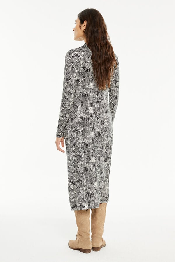 System Action Vestido largo estampado negro