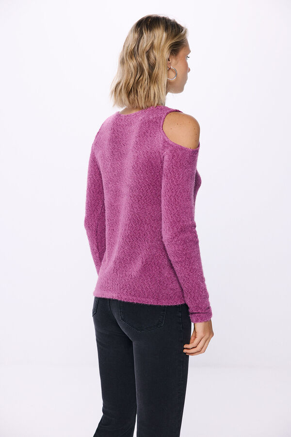 Springfield Camiseta chenilla hombros descubiertos morado/lila