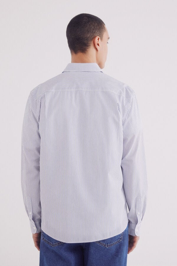 Springfield Camisa popel&iacute;n rayas vestir azul