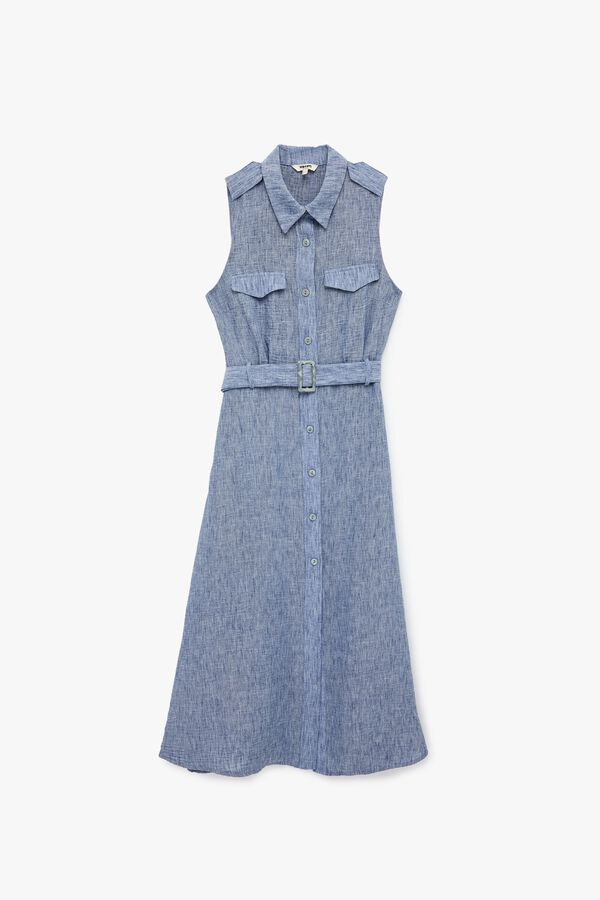 Koton Vestido midi camiseiro azul