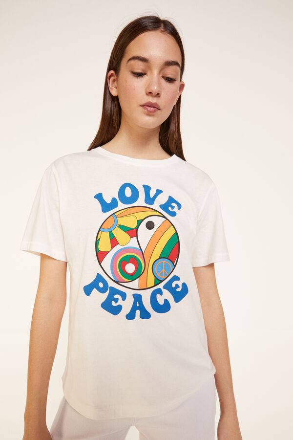 Springfield Camiseta "Love Peace" marfil