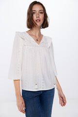 Springfield Blusa Bordado Suizo Circular beige