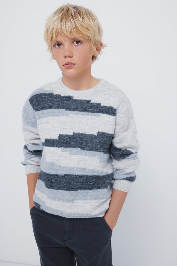 Springfield Kids Camisola com figuras geom&eacute;tricas para meninos azul