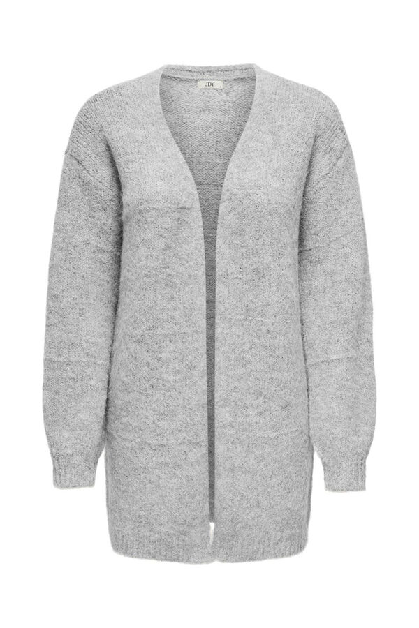 JDY Cardigan liso de manga larga gris
