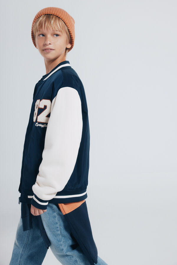 Springfield Kids Jaqueta de beisebol universit&aacute;ria masculina azul