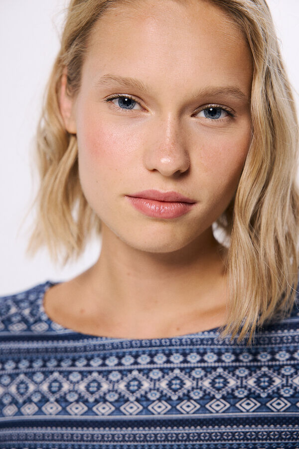 Springfield Camiseta com borda combinada azul