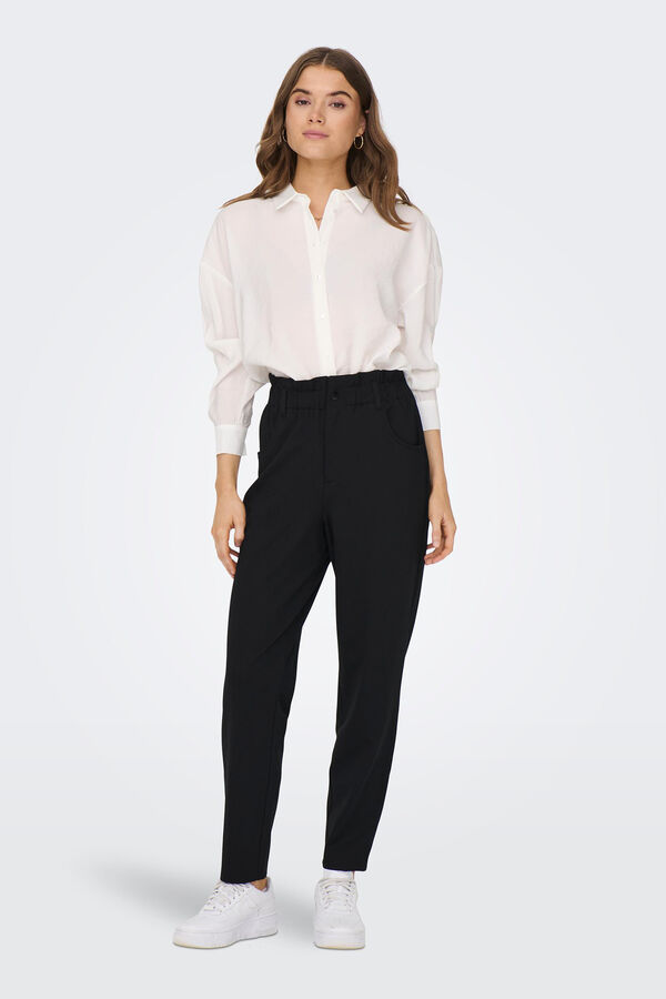 Only Pantalones rectos tiro alto negro
