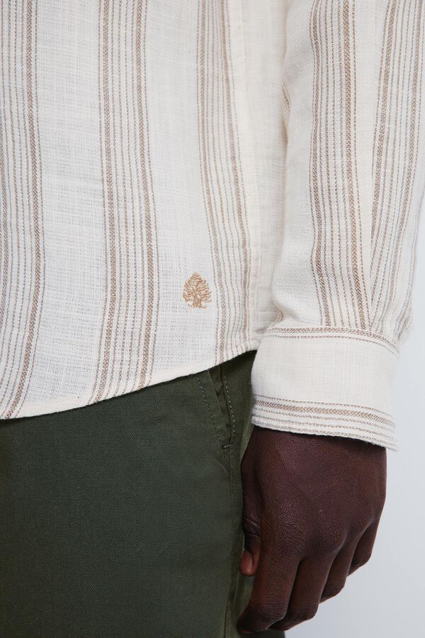 Springfield Camisa rústica rayas beige