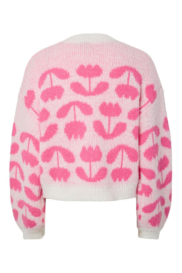 Pieces Su&eacute;ter com gola redonda e estampado floral branco