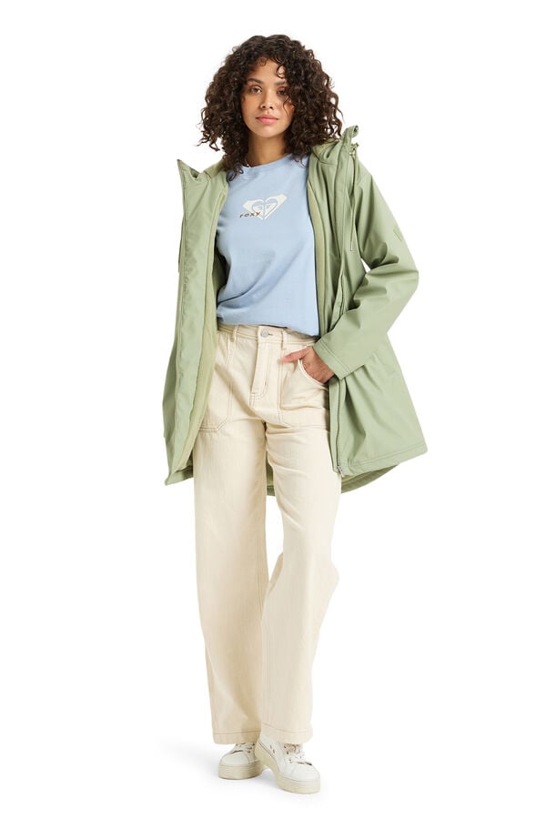 Roxy Rain Road Polar Zip - Trenka para lluvia para mujer kaki