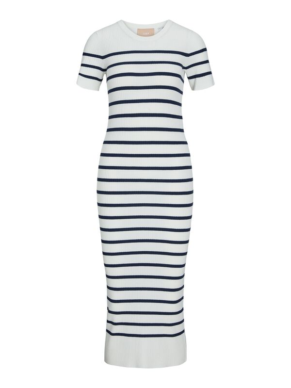 Jack & Jones Vestido midi de punto rib de rayas blanco