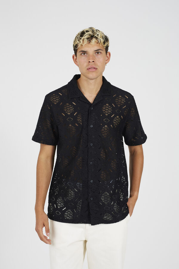 Brave Soul Camisa de renda com manga curta preto