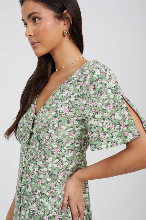 Brave Soul Vestido de flores con cuello pico estampado
