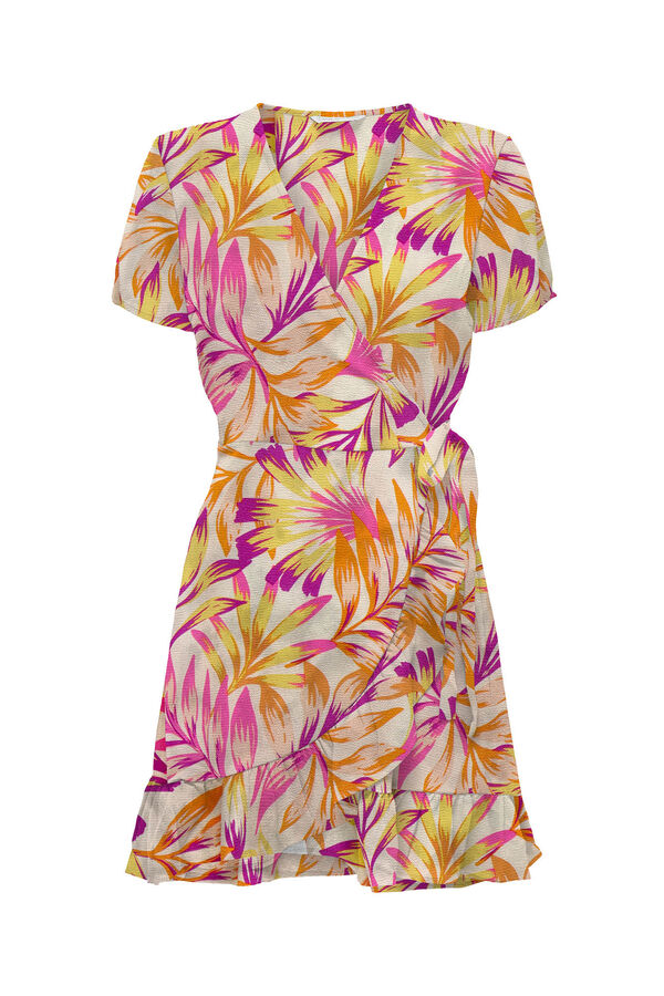 Only Vestido curto cruzado de manga curta vermelho