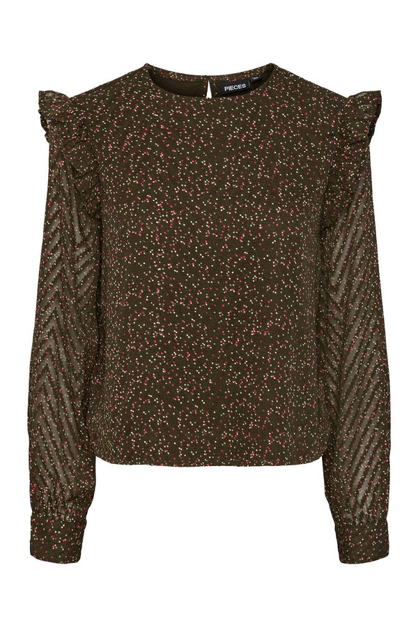 Pieces Blusa con volantes verde