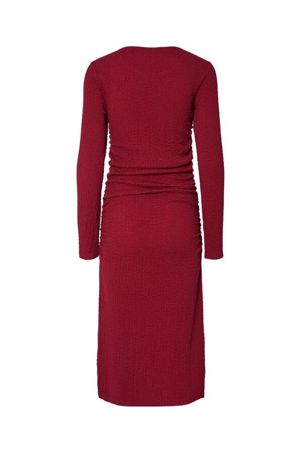 Pieces Vestido midi manga comprida vermelho