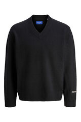 Jack & Jones Jersey de punto con cuello en pico negro