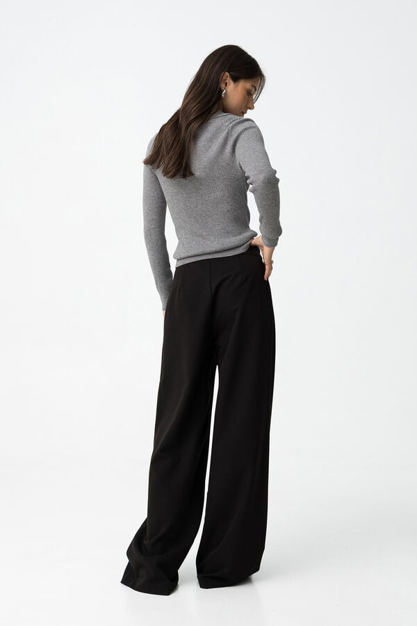 Tiffosi Pantalones Wide Leg con Presillas negro