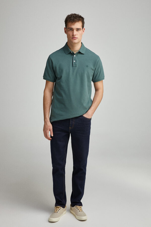 Springfield Polo piqué contrastante com carcela slim fit verde