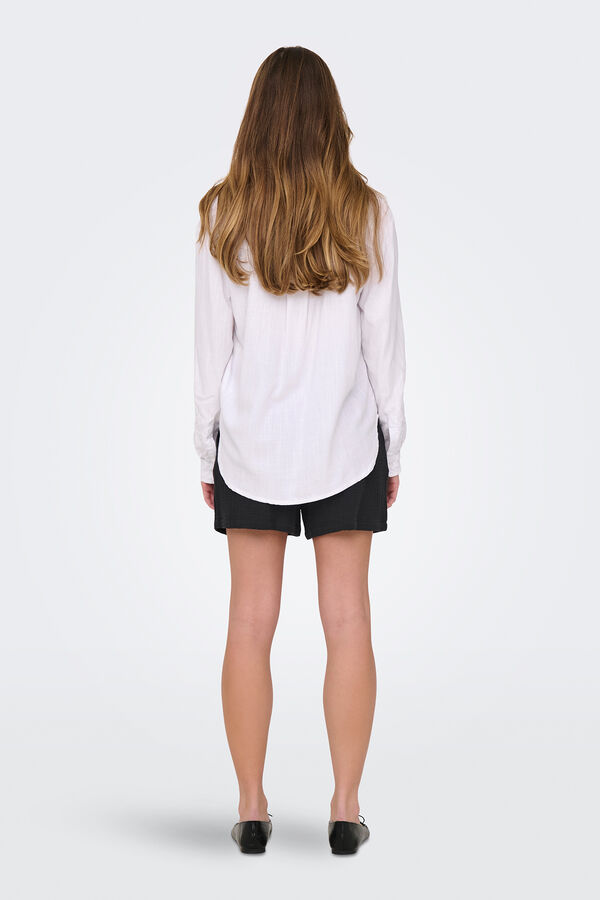 JDY Camisa manga larga lino blanco