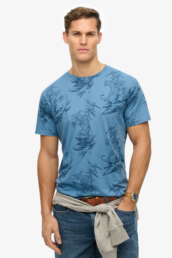 Superdry T-shirt estampada essencial cl&aacute;ssica  azul