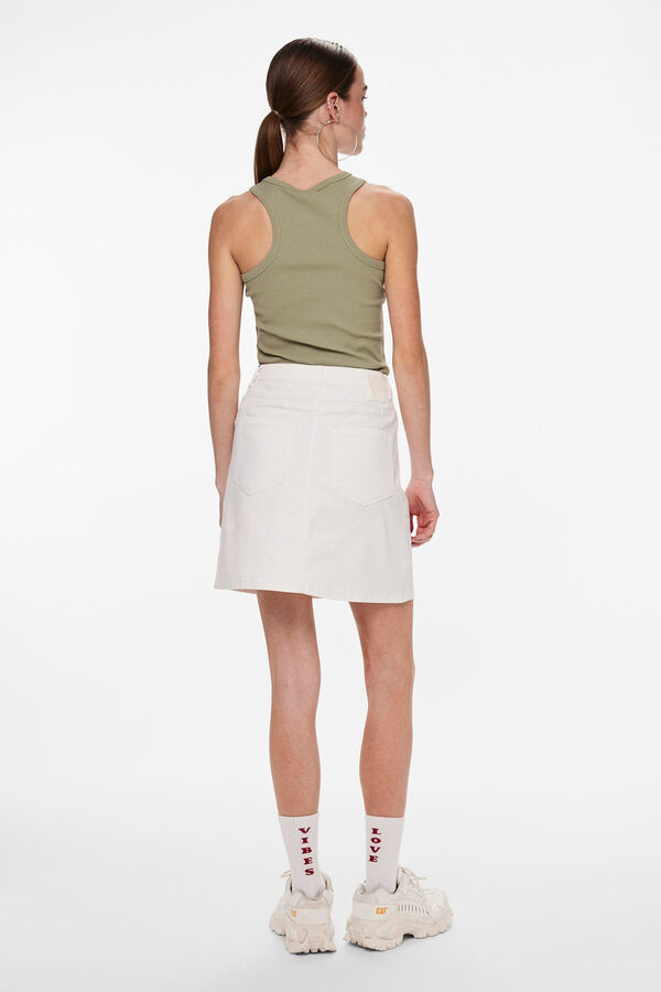Pieces Saia curta denim branco