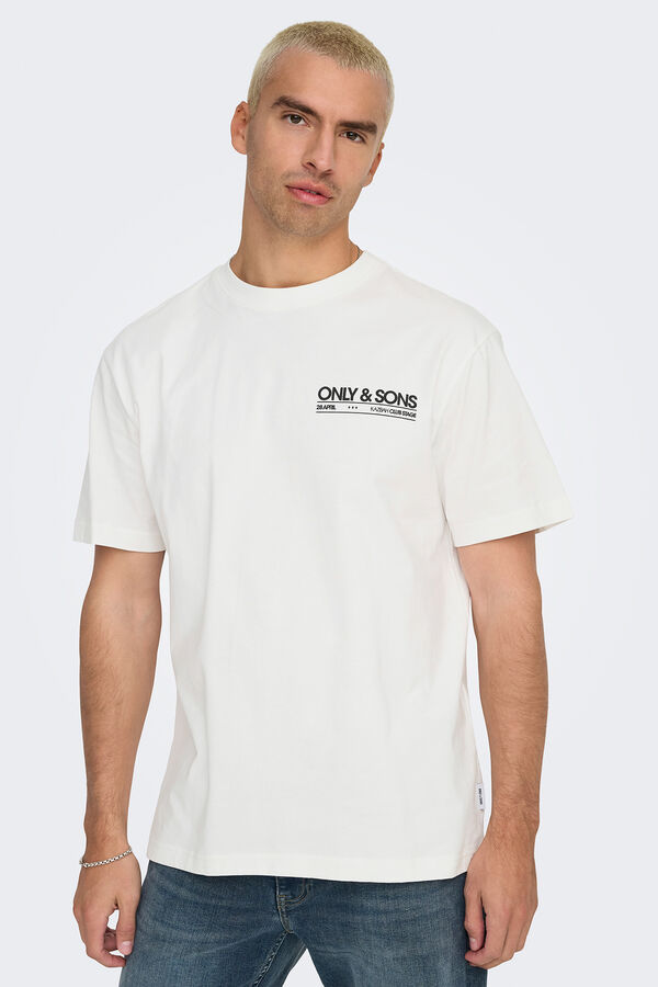 Only & Sons Herren-T-Shirt mit entspannter Passform. 100 % Bio-Baumwolle. branco