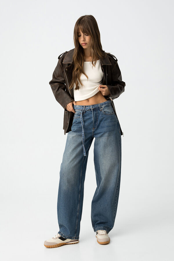 Tiffosi Jeans Ava Balloon Fit con Cintur&oacute;n azul