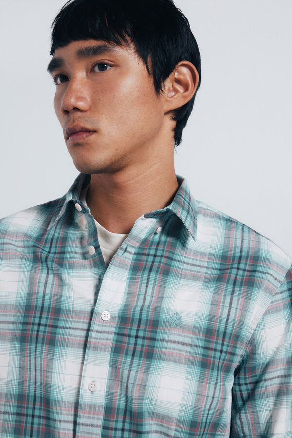 Springfield Camisa xadrez de algod&atilde;o verde