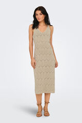 Only Vestido midi de crochet gris