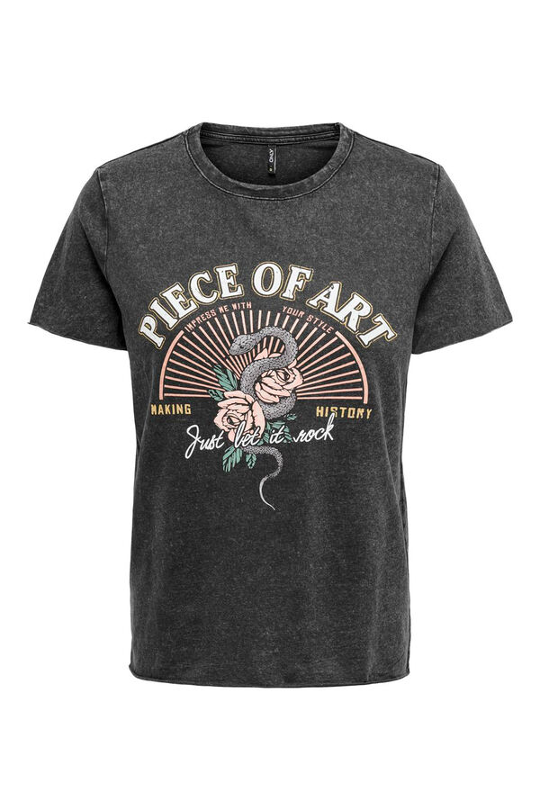 Only Camiseta com letras cinzento