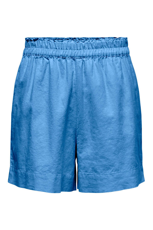 Only Calções fluidos de linho azul