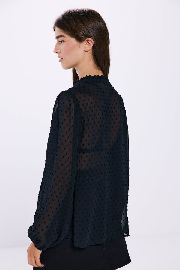 Springfield Blusa plumeti rom&acirc;ntica preto