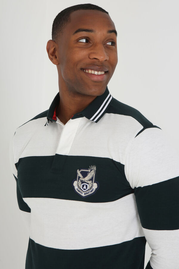 Brave Soul Polo de manga larga a rayas verde