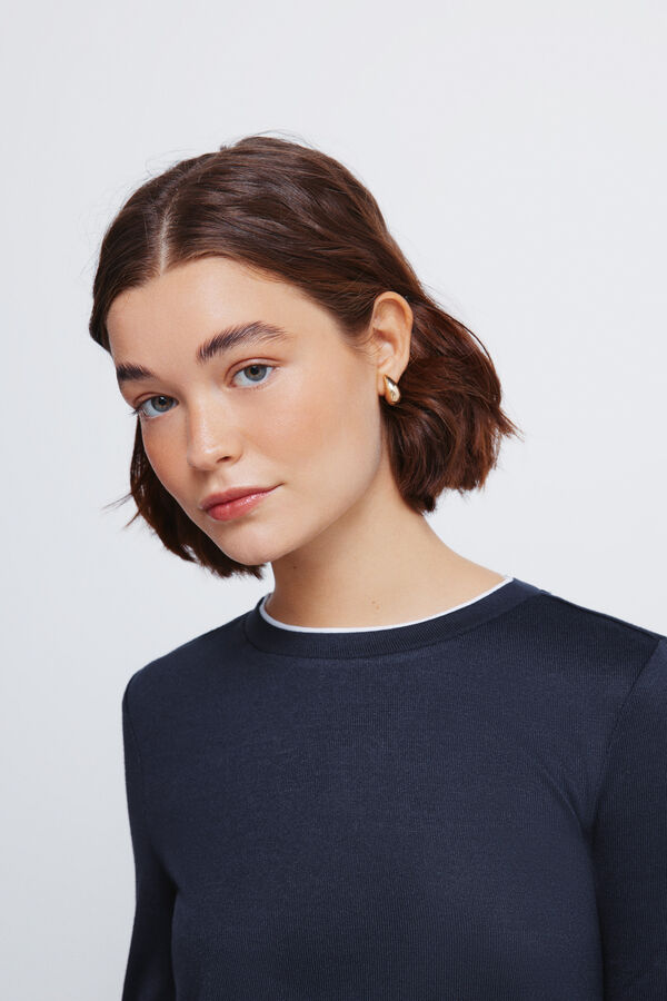 Springfield Camiseta tacto suave efecto doble prenda azul