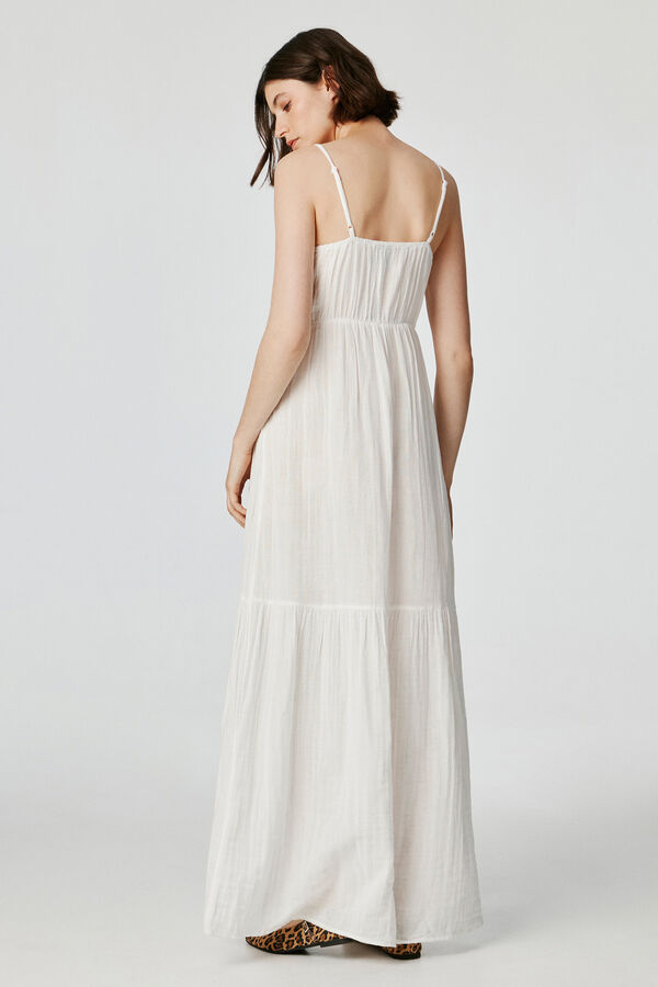 Pieces Vestido midi mujer 100% algod&oacute;n blanco