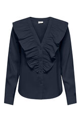 JDY Camisa manga larga volante azul