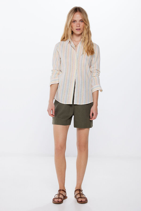 Springfield Camisa b&aacute;sica de linho de algod&atilde;o vermelho